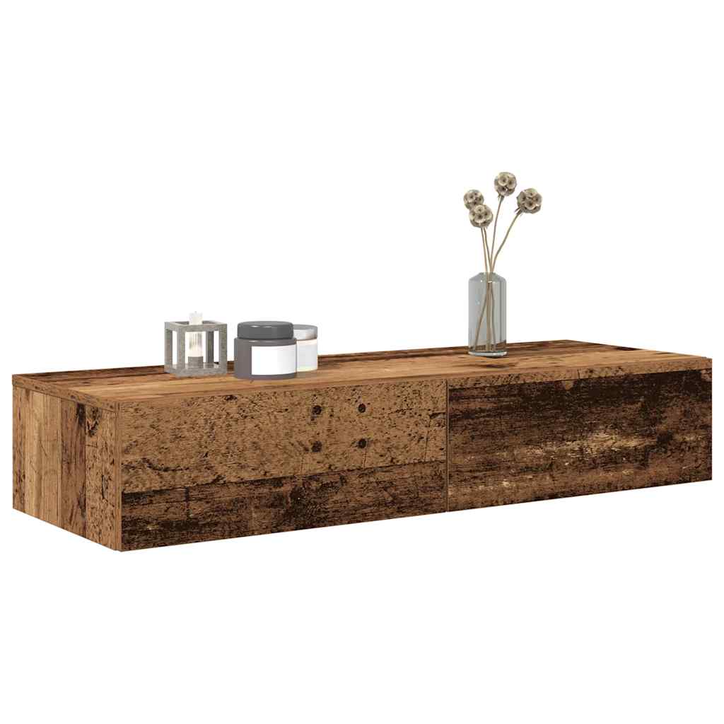Wall Shelf with Drawers 100x36x19 cm Engineered Wood Old wood