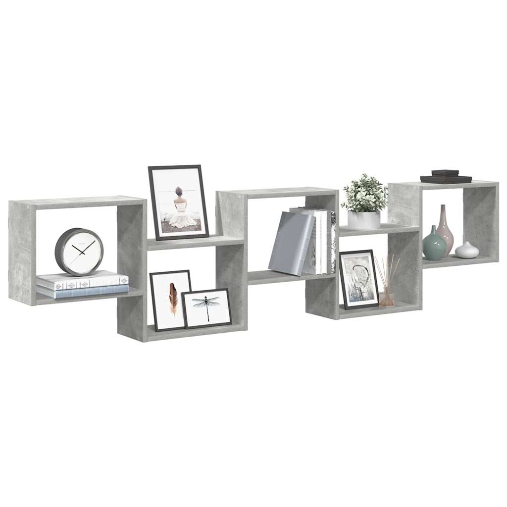 vidaXL Wall Cube Shelf 5 Compartments Concrete Grey Engineered Wood 1