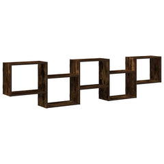 vidaXL Wall Cube Shelf 5 Compartments Smoked Oak Engineered Wood 2