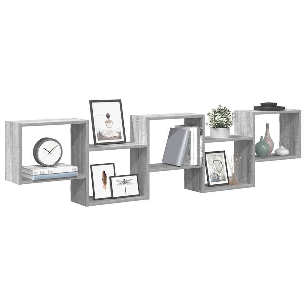 vidaXL Wall Cube Shelf 5 Compartments Grey Sonoma Engineered Wood 1
