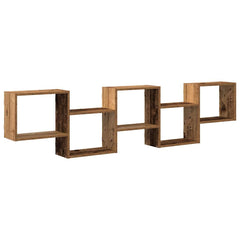 vidaXL Wall Cube Shelf 5 Compartments Old Wood Engineered Wood 2