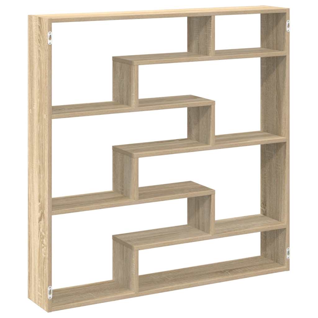 vidaXL Wall Cube Shelf 7 Compartments Sonoma Oak Engineered Wood 2