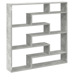 vidaXL Wall Cube Shelf 7 Compartments Concrete Grey Engineered Wood 2