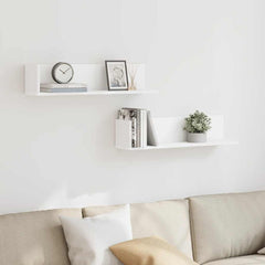 vidaXL Wall Shelves 2 pcs White 75x16.5x16.5 cm Engineered Wood 3