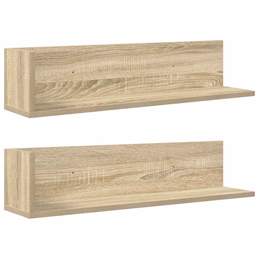 vidaXL Wall Shelves 2 pcs Sonoma Oak 75x16.5x16.5 cm Engineered Wood 2