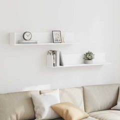 vidaXL Wall Shelves 2 pcs White 100x16.5x16.5 cm Engineered Wood 3