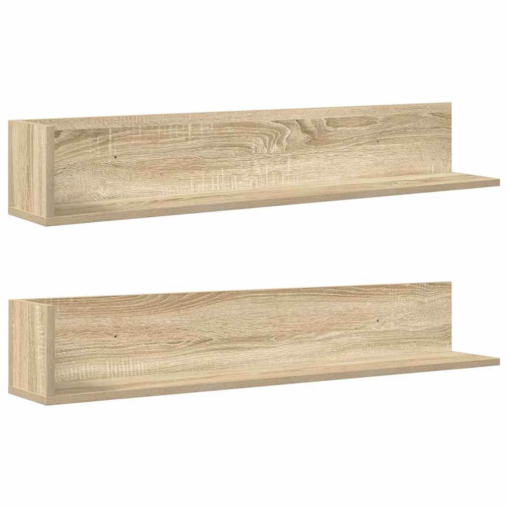 vidaXL Wall Shelves 2 pcs Sonoma Oak 100x16.5x16.5 cm Engineered Wood 2