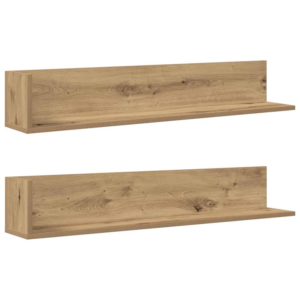 vidaXL Wall Shelves 2 pcs Artisan Oak 100x16.5x16.5 cm Engineered Wood 2