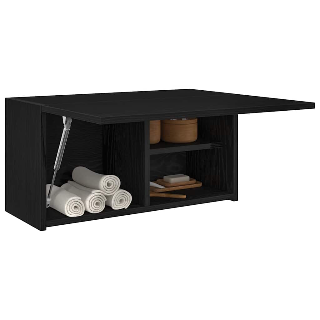 vidaXL Bathroom Wall Cabinet Black 60x25x30 cm Engineered Wood 4