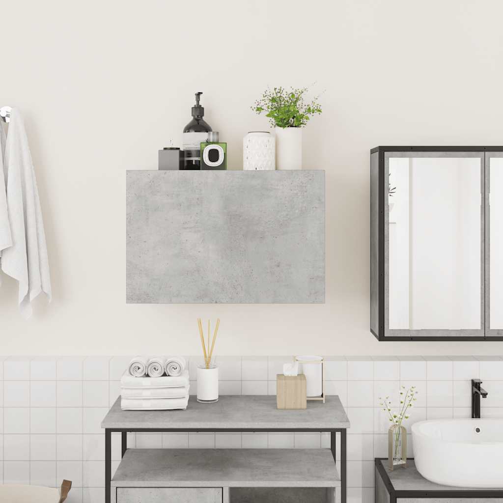 vidaXL Bathroom Wall Cabinet Concrete Grey 60x25x40 cm Engineered Wood 3