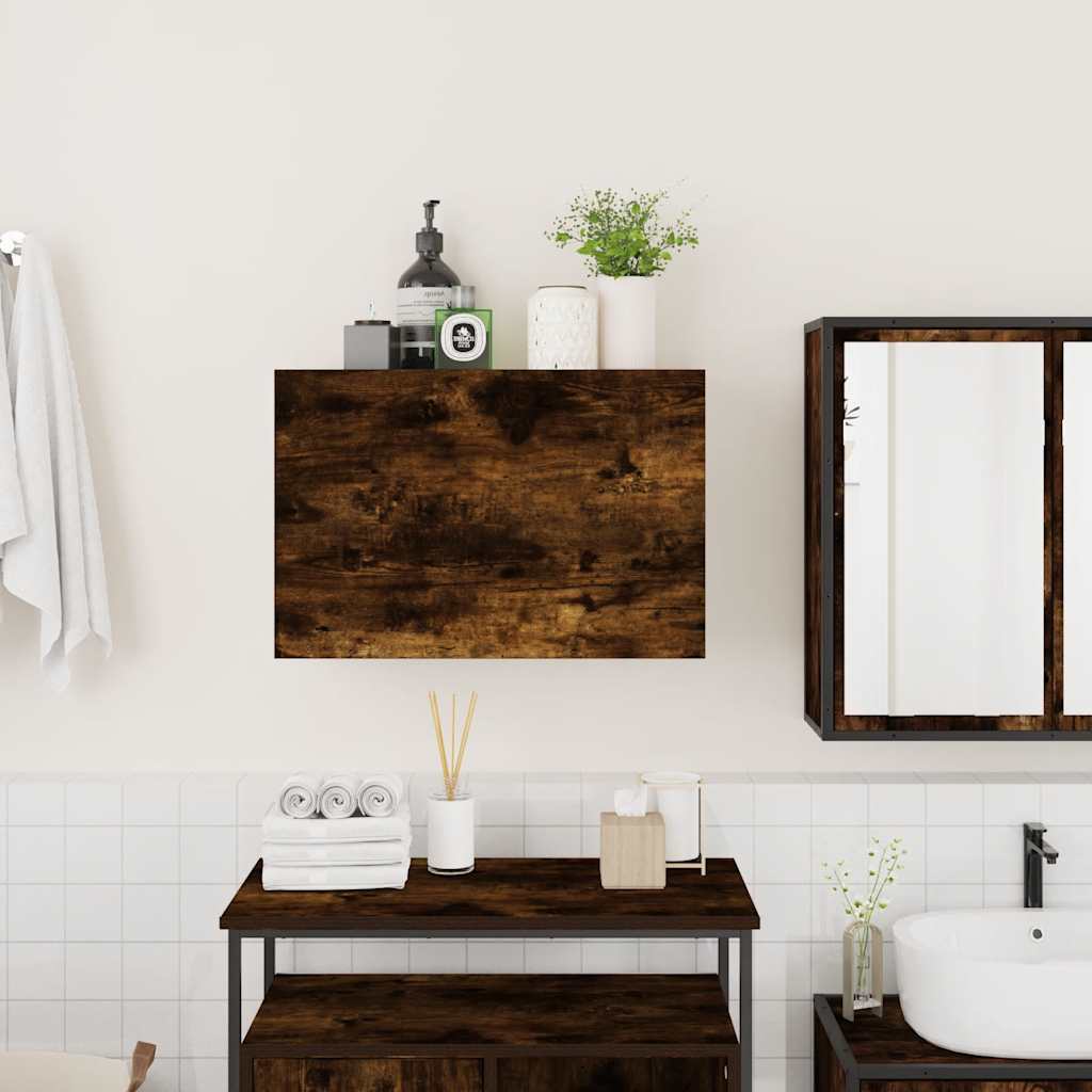 vidaXL Bathroom Wall Cabinet Smoked Oak 60x25x40 cm Engineered Wood 3