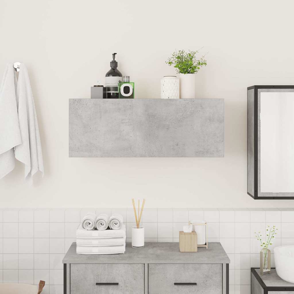 vidaXL Bathroom Wall Cabinet Concrete Grey 80x25x30 cm Engineered Wood 3