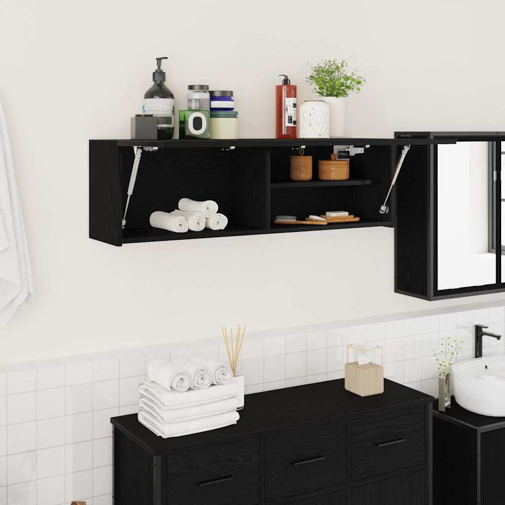 vidaXL Bathroom Wall Cabinet Black 100x25x30 cm Engineered Wood 1