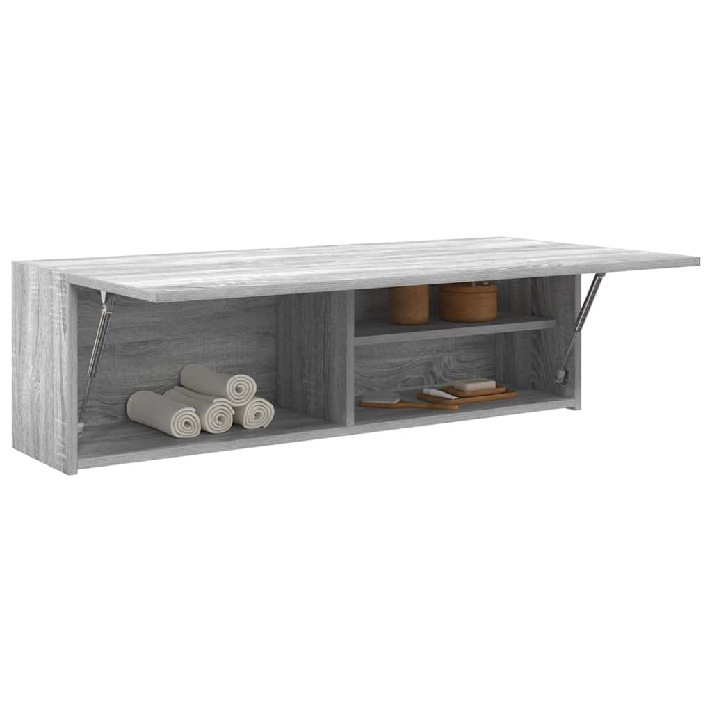 vidaXL Bathroom Wall Cabinet Grey Sonoma 100x25x30 cm Engineered Wood 4
