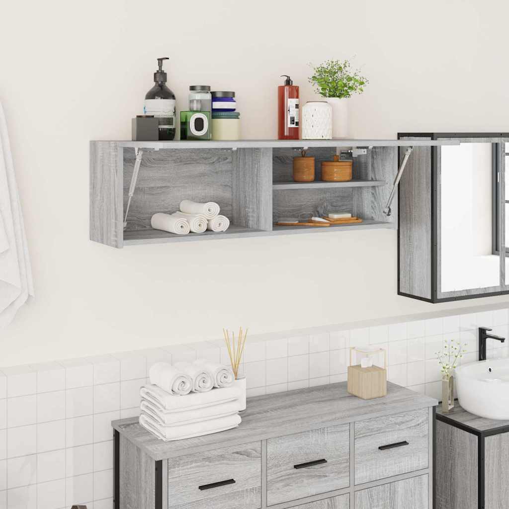 vidaXL Bathroom Wall Cabinet Grey Sonoma 100x25x30 cm Engineered Wood 1
