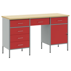 vidaXL Work Cabinet with Drawer 3 pcs Red Engineered Wood and Steel 2