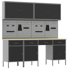 vidaXL Work Cabinet with Drawer 10 pcs Black Engineered Wood and Steel 2