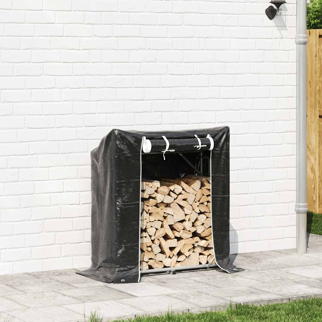 vidaxL Firewood Rack with Rain Cover 100.5x40.5x110.5 cm Galvanised Steel 3