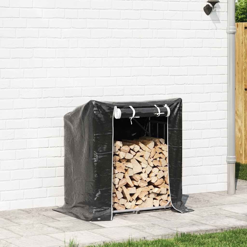 vidaxL Firewood Rack with Rain Cover 101x61x110.5 cm Galvanised Steel 3