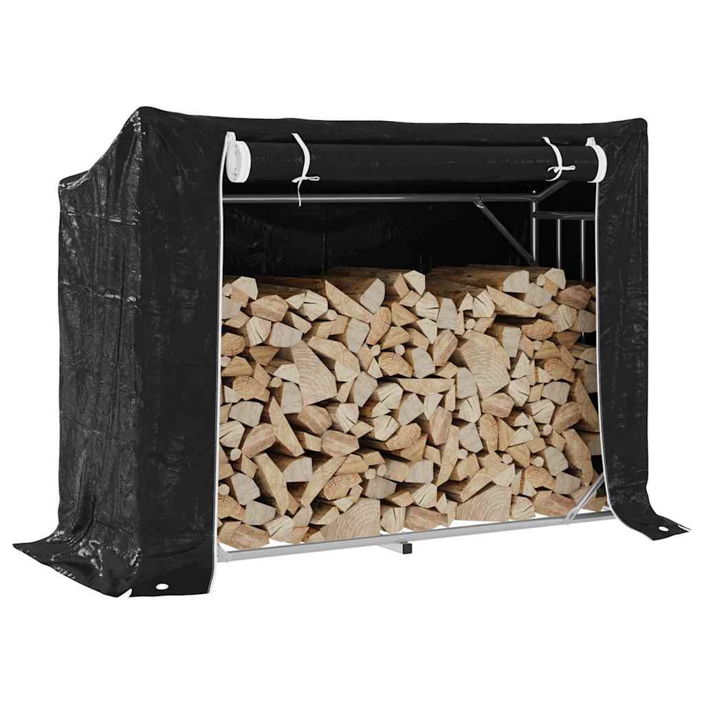 Firewood Rack with Rain Cover Galvanised Steel 151 cm 110.5 cm 60.5 cm