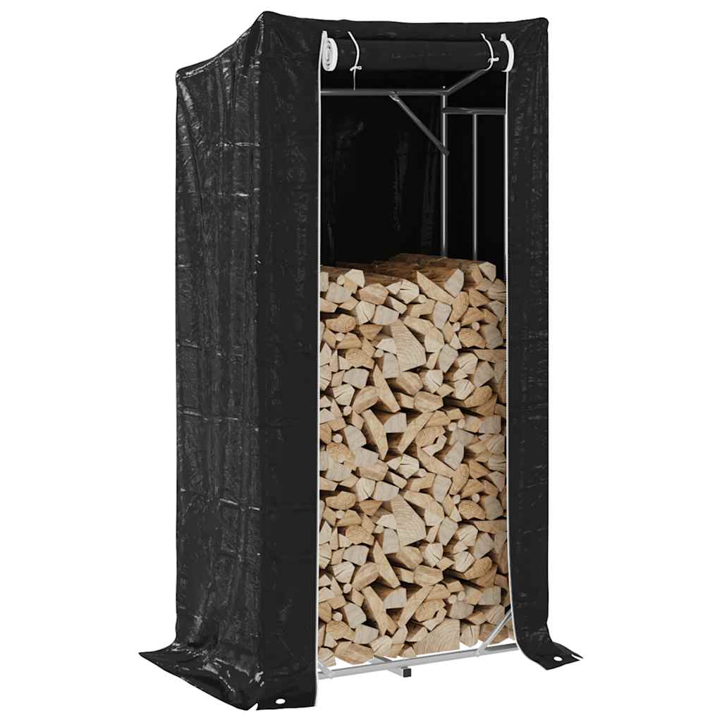 vidaxL Firewood Rack with Rain Cover 100x60x200 cm Galvanised Steel 1