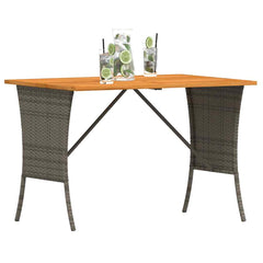 vidaXL Garden Table with Acacia Wood Top Grey 105x75x72 cm Poly Rattan 4
