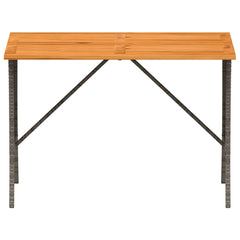 vidaXL Garden Table with Acacia Wood Top Grey 105x75x72 cm Poly Rattan 5