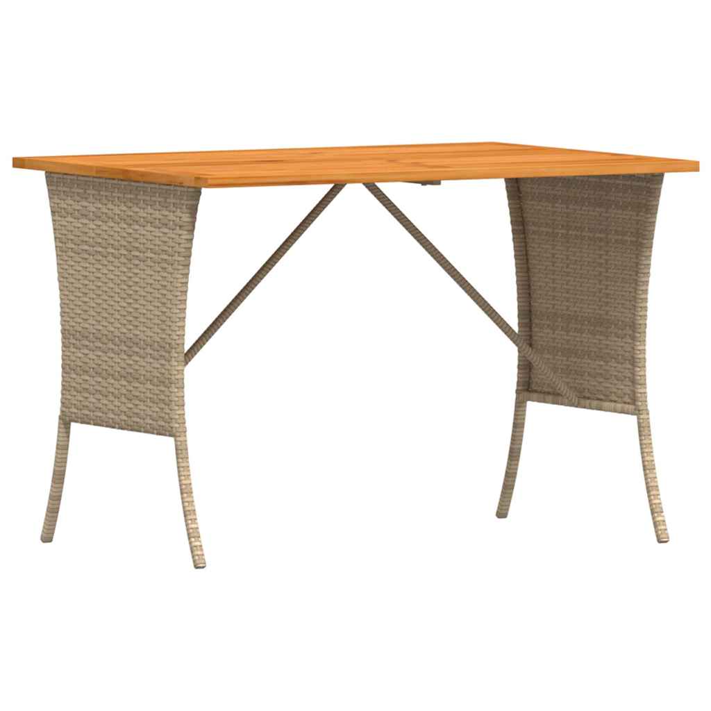 vidaXL Garden Table with Acacia Wood Top Beige 105x75x72 cm Poly Rattan 2