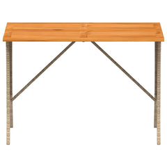 vidaXL Garden Table with Acacia Wood Top Beige 105x75x72 cm Poly Rattan 5