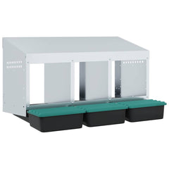 vidaXL Chicken Nesting Box 3 Compartments Wall-Mounted Galvanised Steel 2