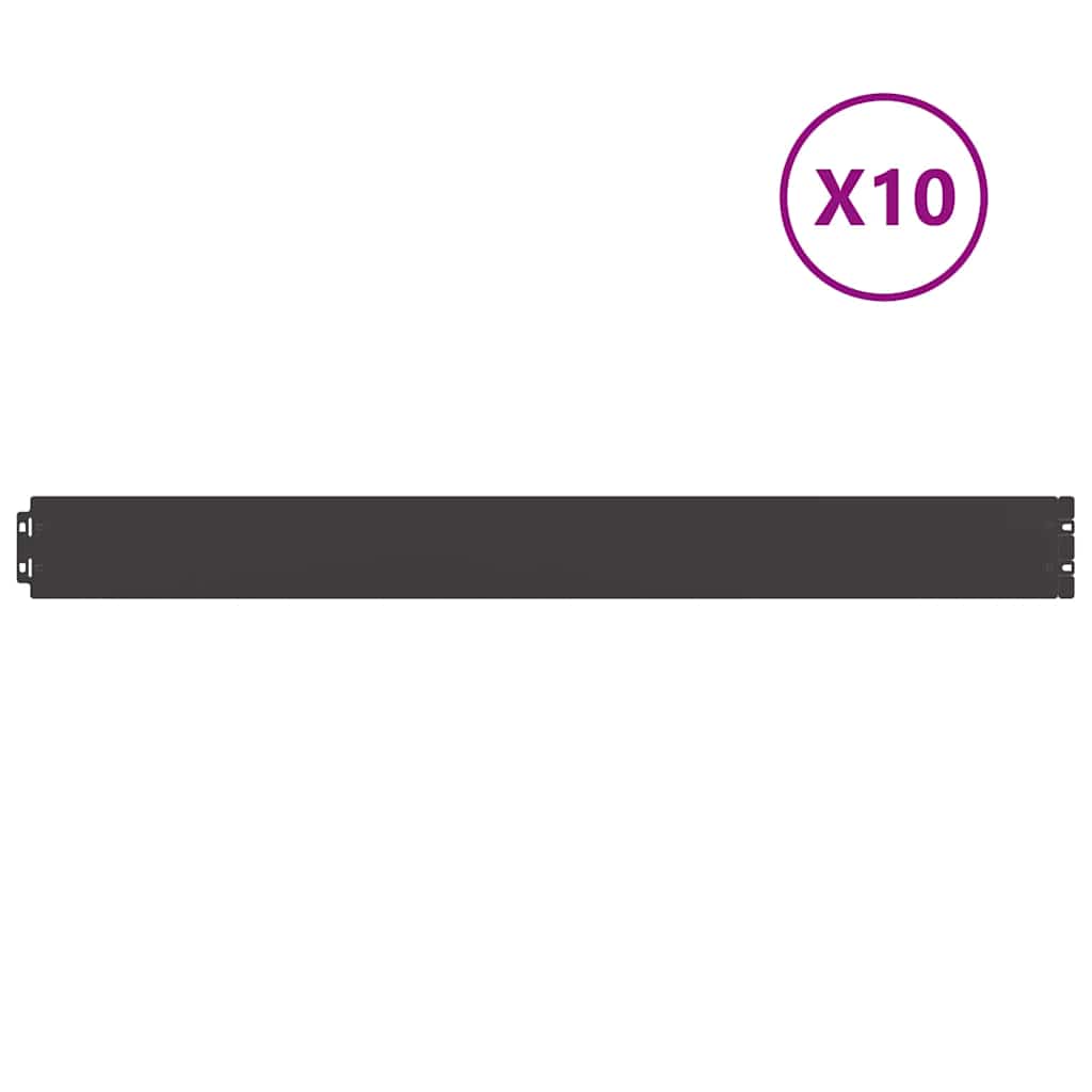 vidaXL Lawn Edging 10 pcs 10 x 103 cm Steel Black 2