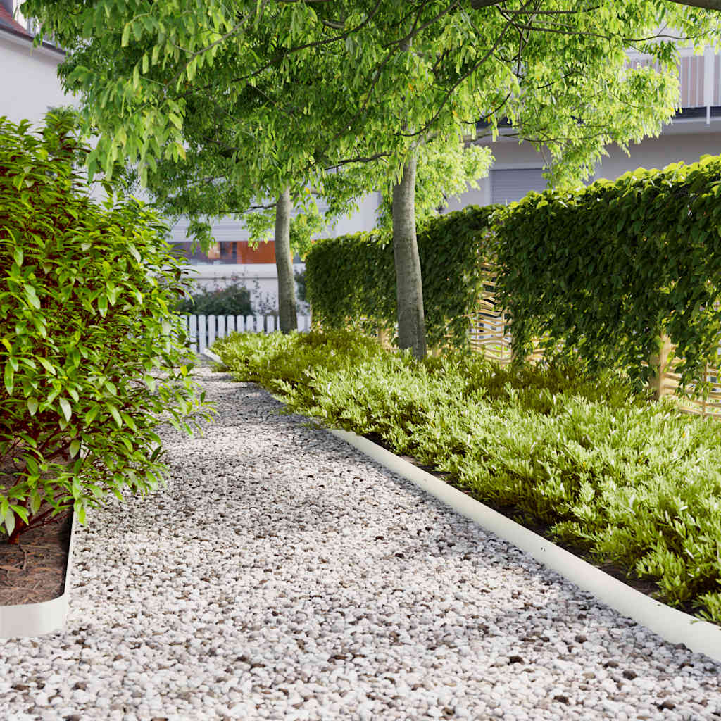 Lawn Edgings Cold-rolled Steel 50 pcs White 10 x 103 cm