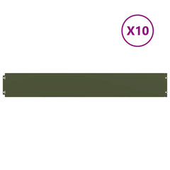 vidaXL Lawn Edging 10 pcs 15 x 103 cm Steel Olive Green 2