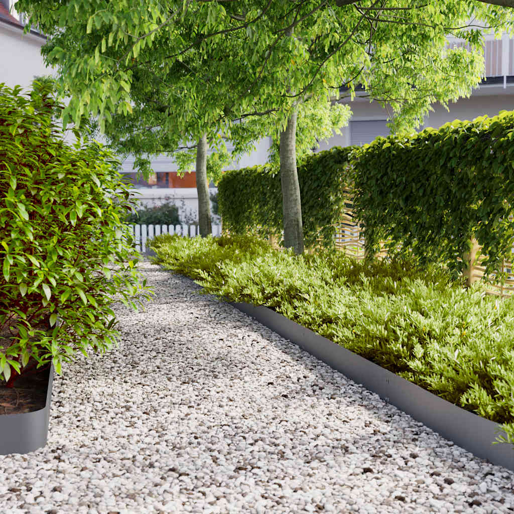Lawn Edgings Cold-rolled Steel 50 pcs Anthracite 15 x 103 cm