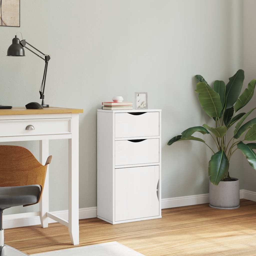 vidaXL Side Cabinet with Drawers ODDA White 40x24x79 cm Solid Wood Pine 4
