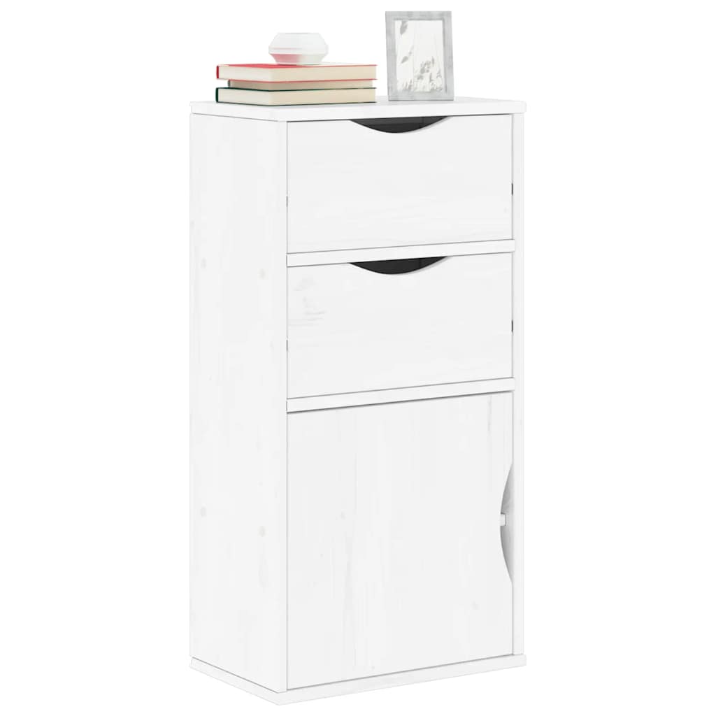 vidaXL Side Cabinet with Drawers ODDA White 40x24x79 cm Solid Wood Pine 1