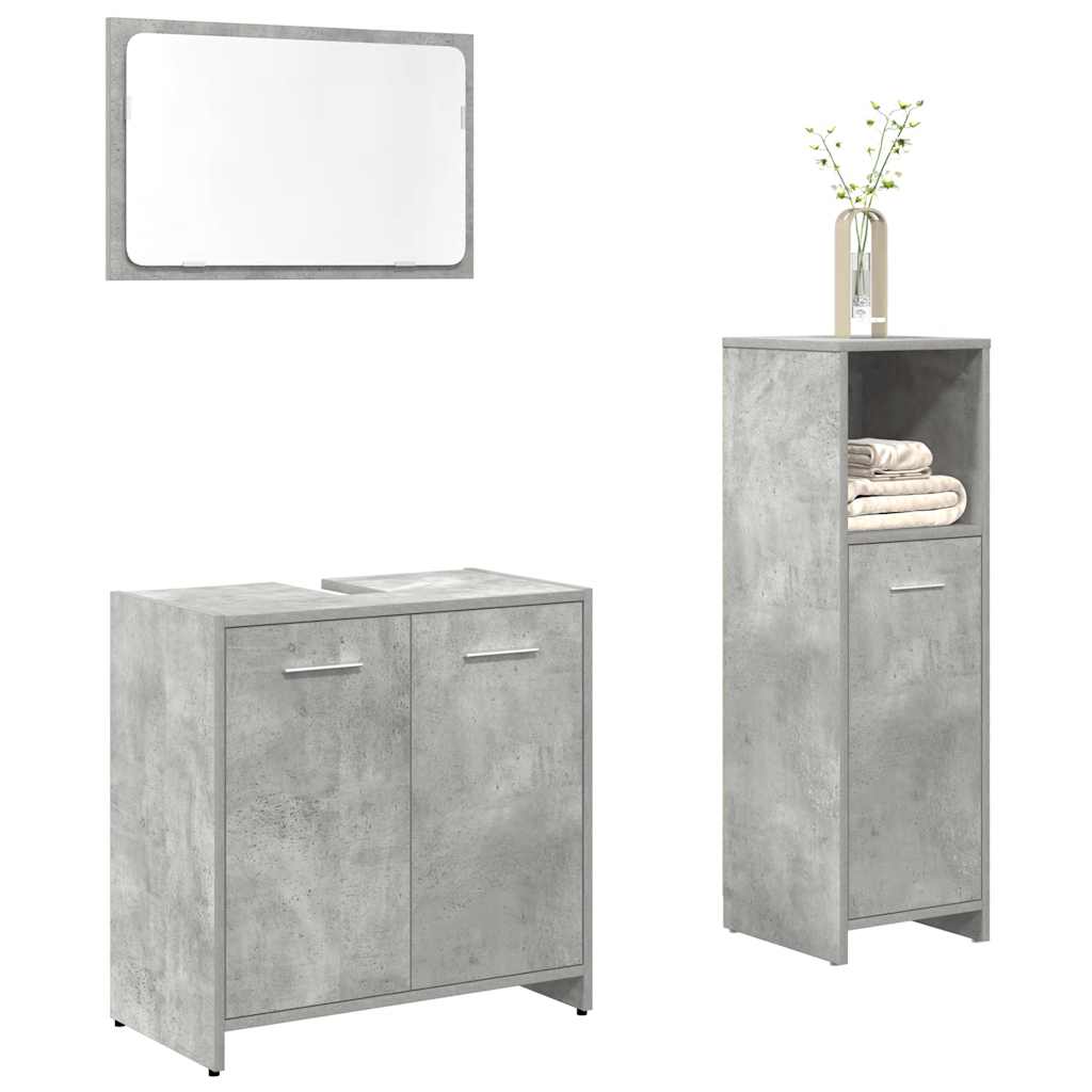 vidaXL 3 Piece Bathroom Furniture Set Concrete Grey Engineered Wood 1