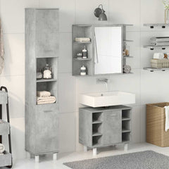 3 Piece Bathroom Furniture Set Engineered Wood Concrete grey