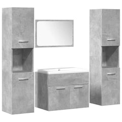 vidaXL 4 Piece Bathroom Furniture Set Concrete Grey Engineered Wood 2