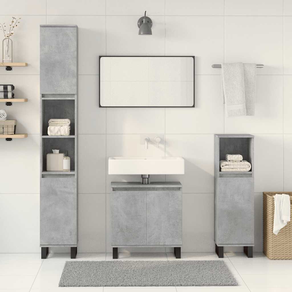 vidaXL 3 Piece Bathroom Furniture Set Concrete Grey Engineered Wood 3