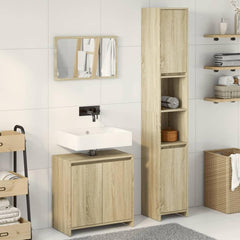3 Piece Bathroom Furniture Set Sonoma Oak Engineered Wood Concrete grey