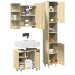 3 Piece Bathroom Furniture Set Engineered Wood Sonoma oak