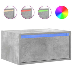 vidaXL Wall-mounted Bedside Cabinet with LED Lights Concrete Grey 2