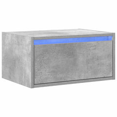 vidaXL Wall-mounted Bedside Cabinet with LED Lights Concrete Grey 3
