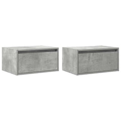 Wall-mounted Bedside Cabinets with LED Lights 2 pcs Concrete grey