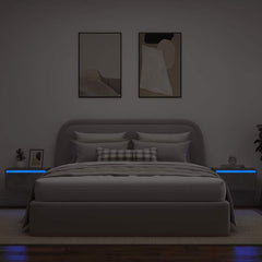 Wall-mounted Bedside Cabinets with LED Lights 2 pcs Concrete grey