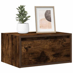 Wall-mounted Bedside Cabinets with LED Lights 2 pcs Smoked oak
