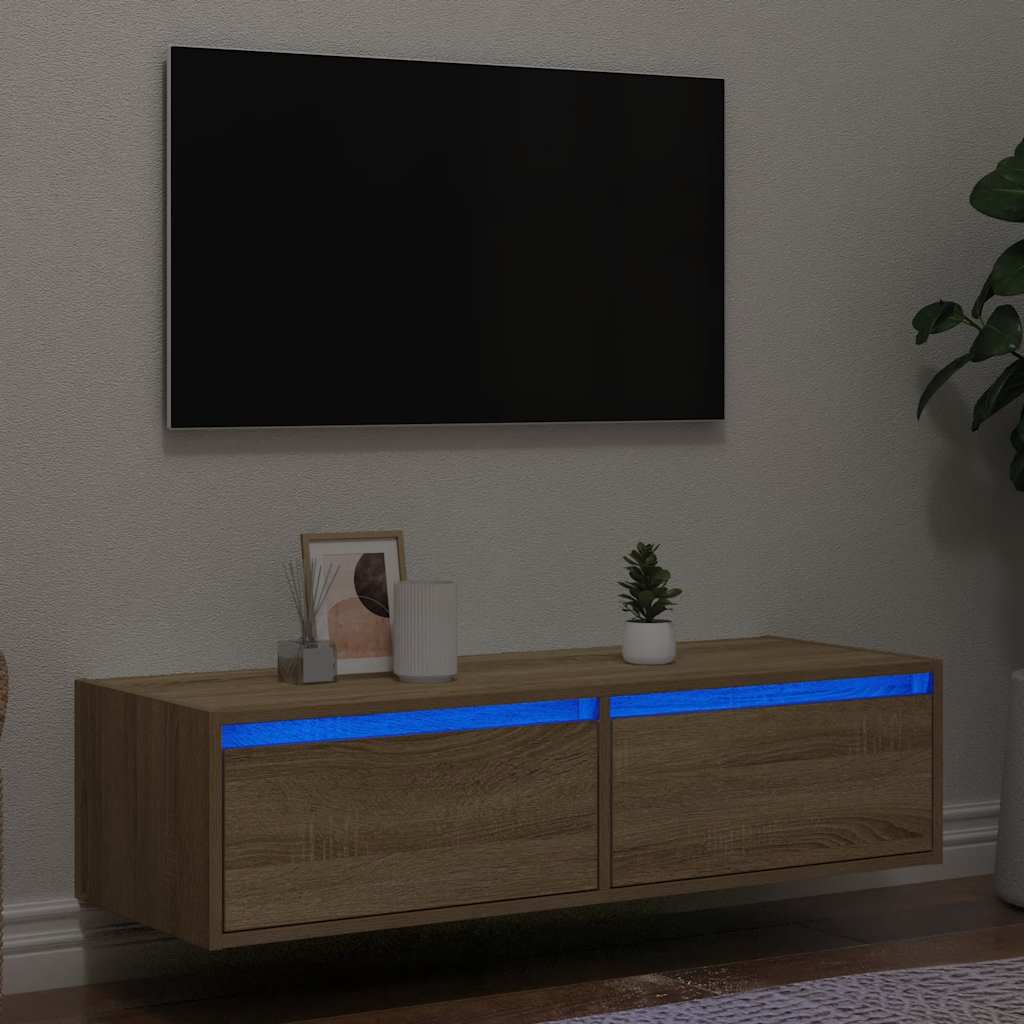 TV Cabinet with LED Lights 100X35,5x25 cm 1 Width 100 cm Sonoma oak