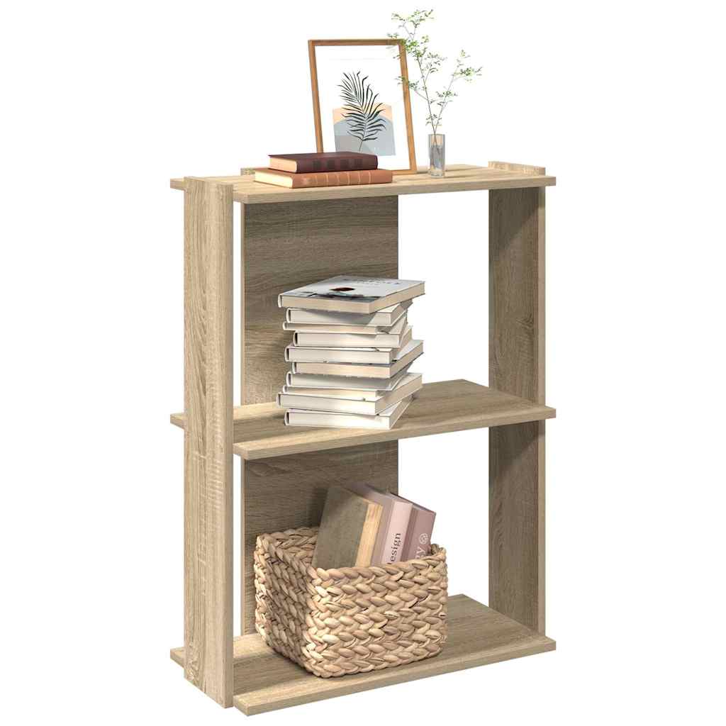 vidaXL Bookcase 3-Tier Sonoma Oak 60x30x80 cm Engineered Wood 1