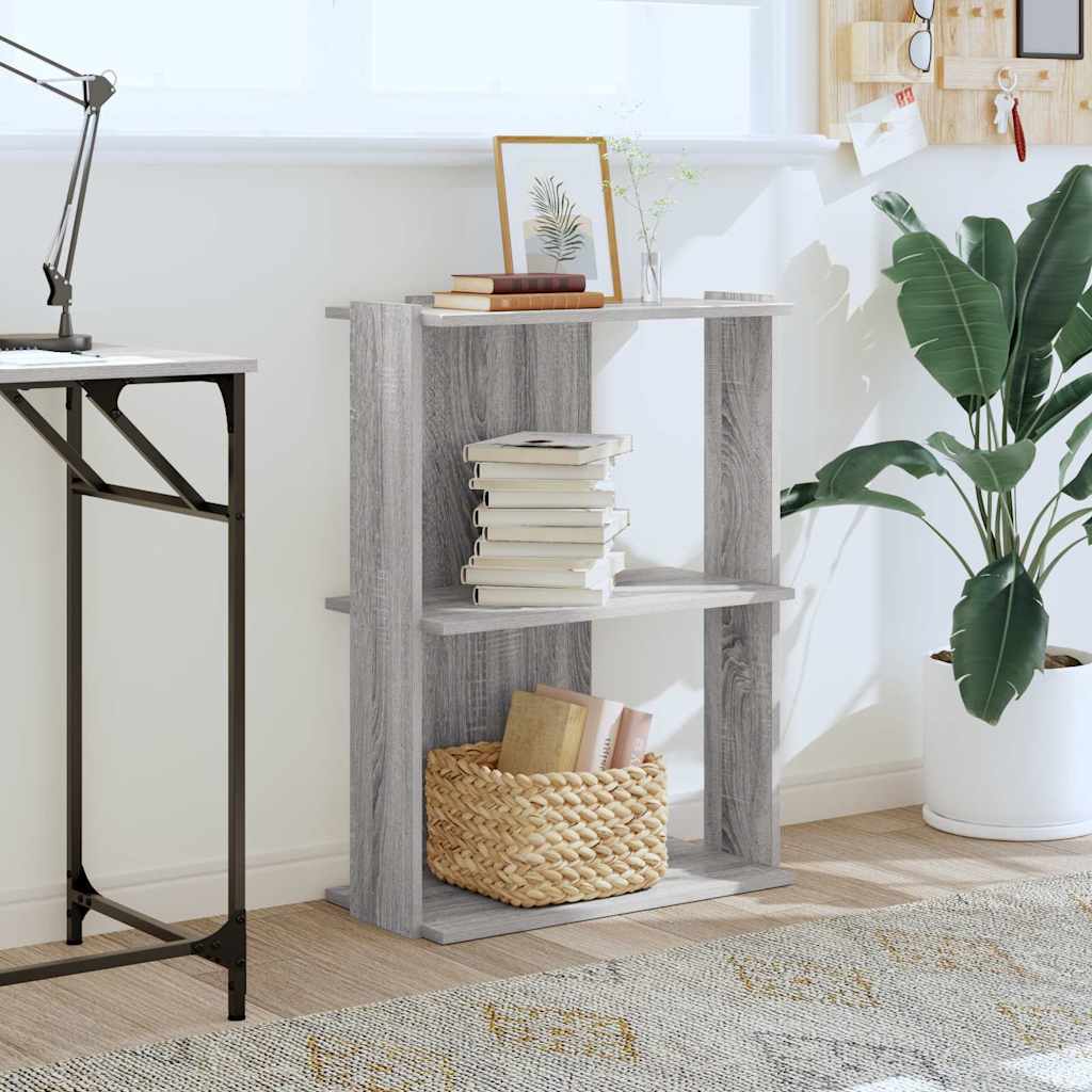 vidaXL Bookcase 3-Tier Grey Sonoma 60x30x80 cm Engineered Wood 3